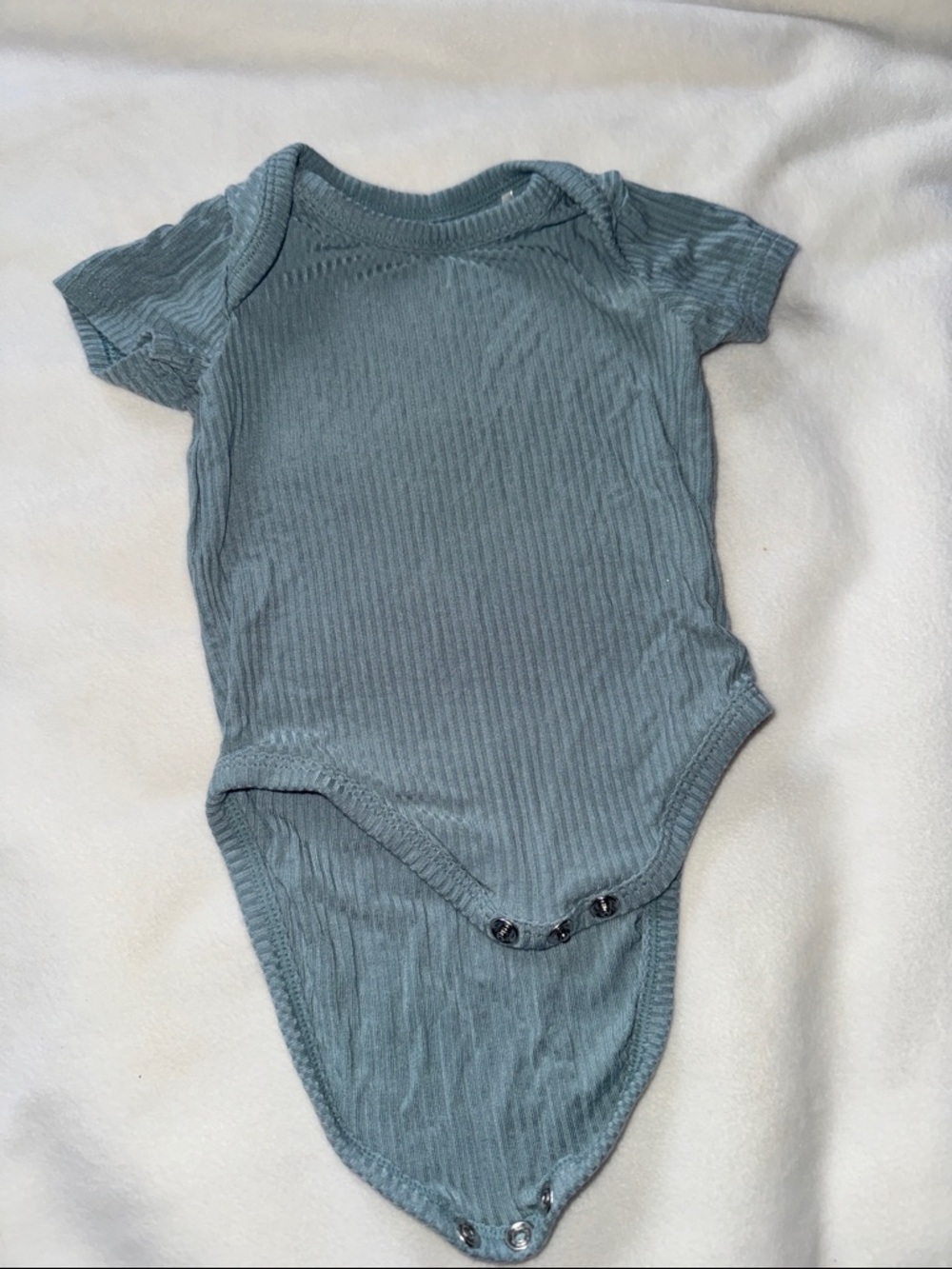 Little Sleepies Ribbed Short-Sleeve One-Piece in Dusty Blue bodysuit Newborn